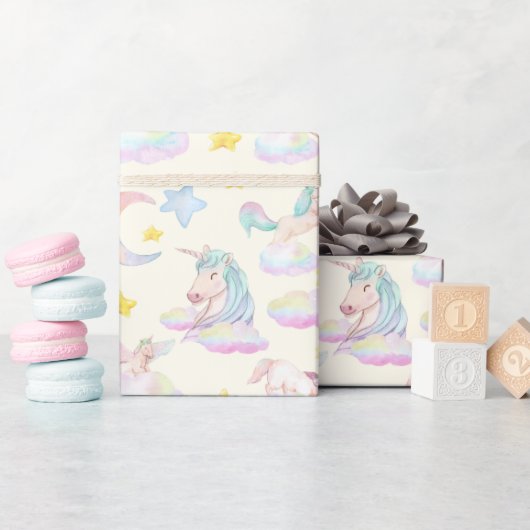 Rainbow Unicorn Colorful Wrapping Paper Cadeaupapier (Baby Shower)