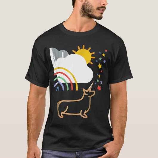 Rainbow Unicorn Corgi Dog T-shirt (Voorkant)
