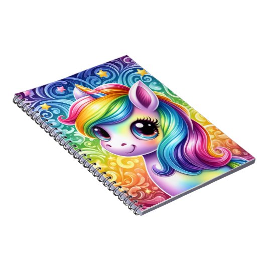 Rainbow unicorn cute fun notebook notitieboek (Rechterzijde)