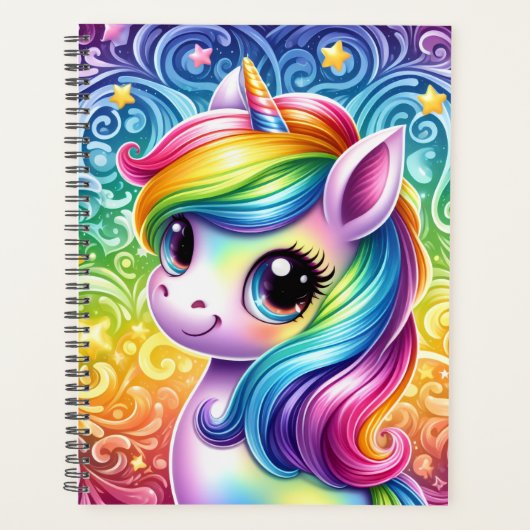 Rainbow unicorn cute fun planner book (Voorkant)