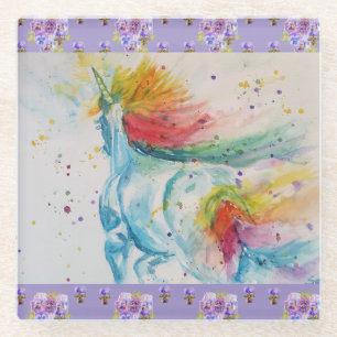 Rainbow Unicorn Cute Girls Paars Pansy Onderzetter