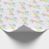 Rainbow Unicorn Cute Girly Birthday Party Pattern Cadeaupapier (Hoek)