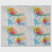 Rainbow Unicorn Cute magical Waterverf Wrapping Cadeaupapier (Vlak)