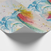 Rainbow Unicorn Cute magical Waterverf Wrapping Cadeaupapier (Hoek)
