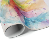 Rainbow Unicorn Cute magical Waterverf Wrapping Cadeaupapier (Rol Hoek)