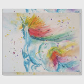 Rainbow Unicorn Cute magical Waterverf Wrapping Cadeaupapier (Vlak)