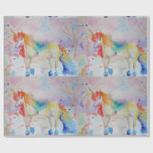 Rainbow Unicorn Cute magical Waterverf Wrapping Cadeaupapier (Vlak)