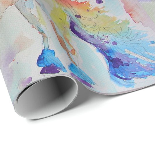 Rainbow Unicorn Cute magical Waterverf Wrapping Cadeaupapier (Rol Hoek)