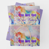 Rainbow Unicorn Cute Magical Waterverf Wrapping Inpakpapier Vel (In situ)