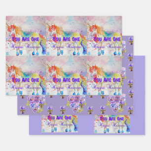 Rainbow Unicorn Cute Magical Waterverf Wrapping Inpakpapier Vel