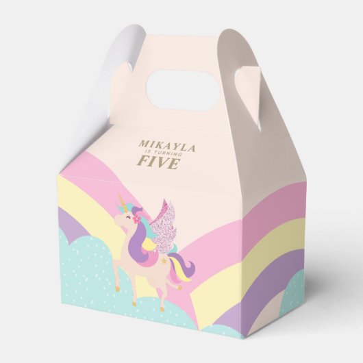 Rainbow Unicorn Cute Personalized Gable Bedankdoosjes (Voorkant Zijde)