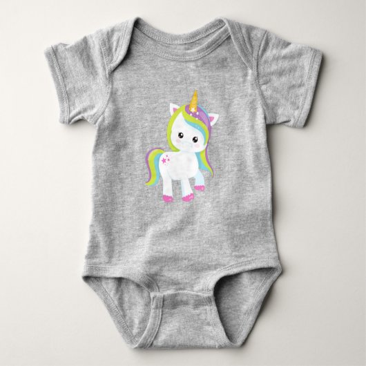 Rainbow Unicorn, Cute Unicorn, Magic Unicorn, Star Romper (Voorkant)