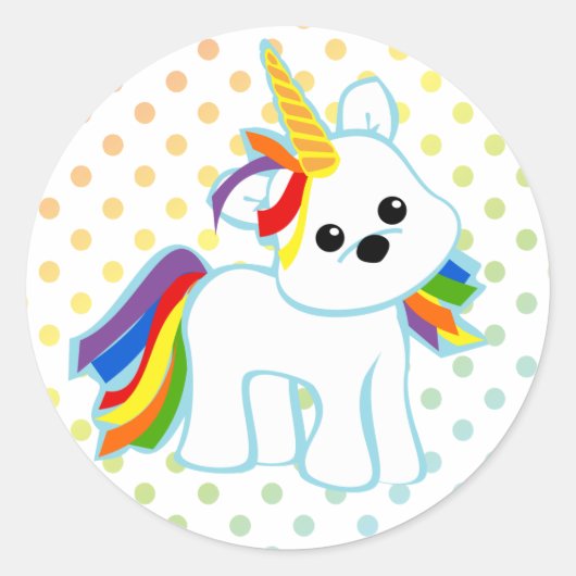 Rainbow Unicorn Cutie Ronde Sticker (Voorkant)