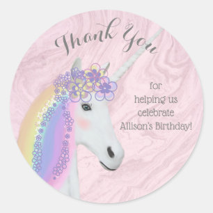 Rainbow Unicorn Dank u Stickers