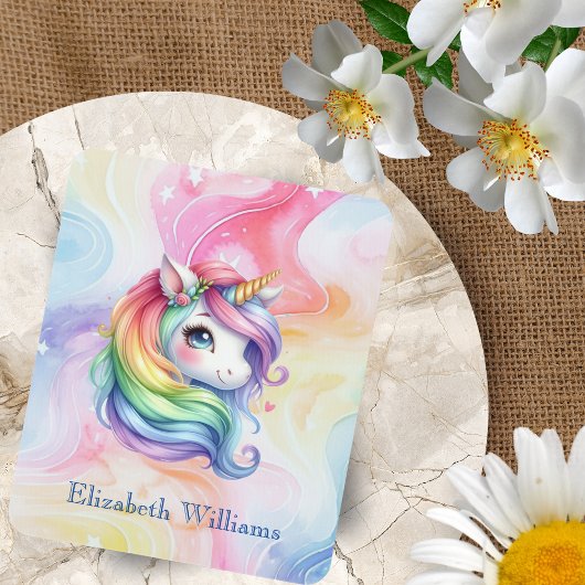 Rainbow Unicorn Design met aangepaste naam Muismat