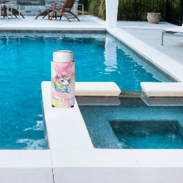 Rainbow Unicorn Design met aangepaste naam Seltzer Blikjeskoeler