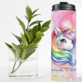Rainbow Unicorn Design met aangepaste naam Thermosbeker