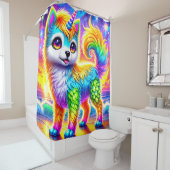 Rainbow Unicorn Dog Douchegordijn (In situ)