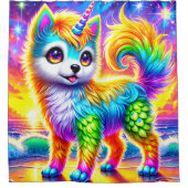 Rainbow Unicorn Dog Douchegordijn (Voorkant)