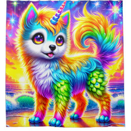 Rainbow Unicorn Dog Douchegordijn