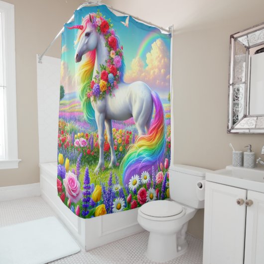 Rainbow Unicorn Douchegordijn (In situ)
