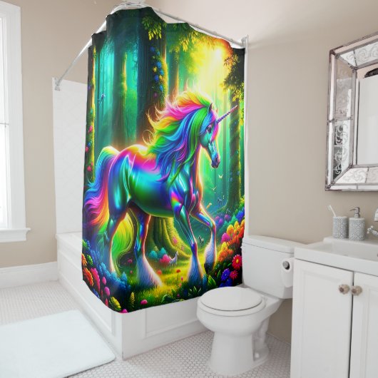 Rainbow Unicorn Douchegordijn (In situ)