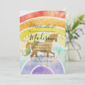 Rainbow Unicorn Dream Gold Confetti Birthday Kaart (Staand voorkant)