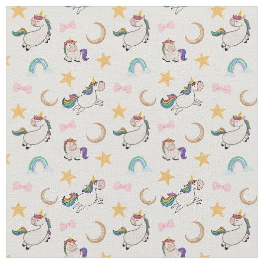 Rainbow Unicorn Dreams Fabric Stof (Close Up)