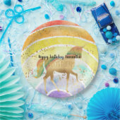 Rainbow Unicorn droomt altijd met gouden confetti Papieren Bordje (Feest)