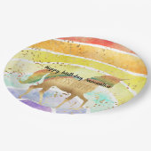 Rainbow Unicorn droomt altijd met gouden confetti Papieren Bordje (Gekanteld)