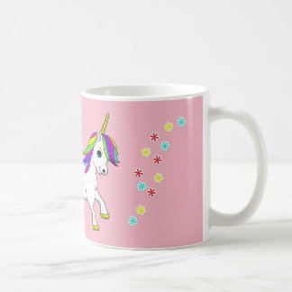 Rainbow Unicorn en bloemen Roze Mok