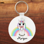 Rainbow Unicorn en Butterfly, gepersonaliseerd Sleutelhanger (Voorkant)
