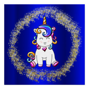 Rainbow Unicorn en Glitter Poster