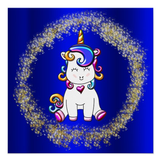Rainbow Unicorn en Glitter Poster (Voorkant)