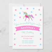 Rainbow Unicorn en sterren verjaardagsuitnodiging Kaart (Voorkant)