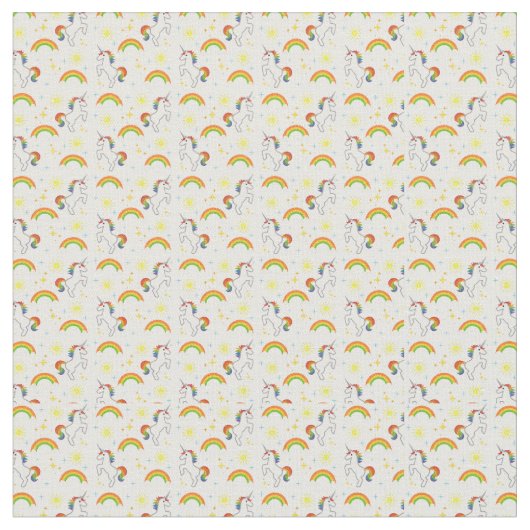 Rainbow Unicorn Fabric Stof (Close Up)