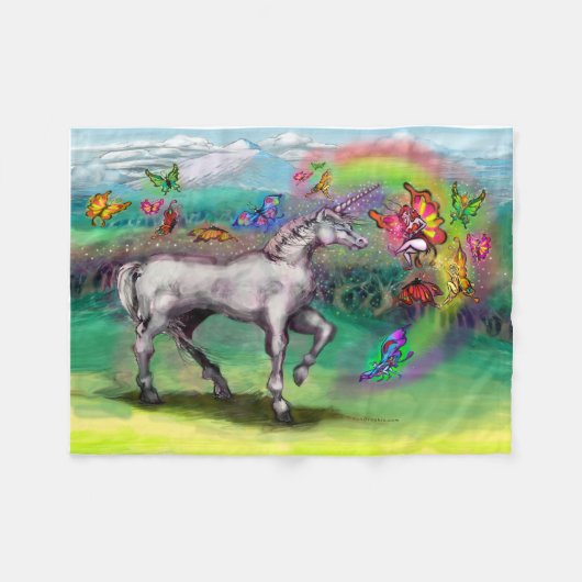 Rainbow Unicorn Faeries Fleece Deken (Voorkant (Horizontaal))