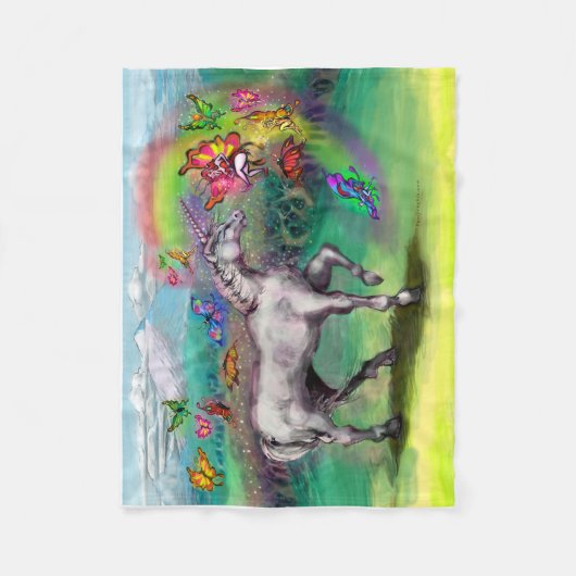 Rainbow Unicorn Faeries Fleece Deken (Voorkant)