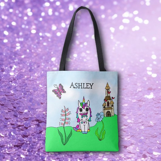 Rainbow Unicorn Fairy-verhaal Castle, gepersonalis Tote Bag
