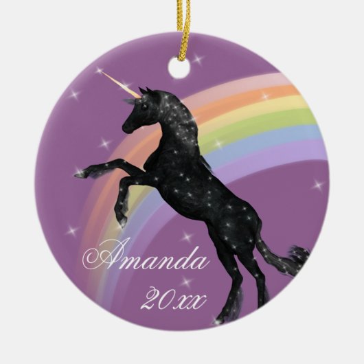 Rainbow Unicorn Fantasy Keramisch Ornament (Voorkant)