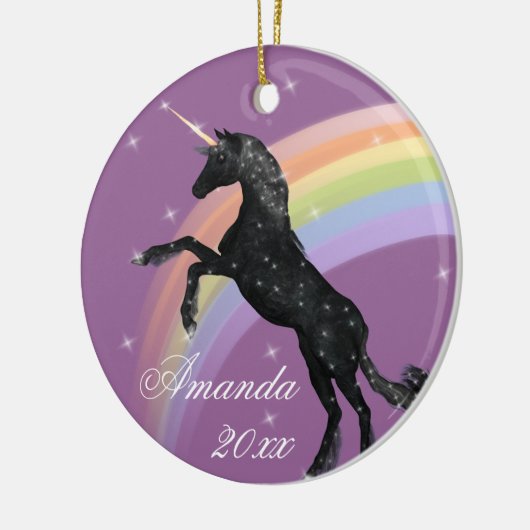 Rainbow Unicorn Fantasy Keramisch Ornament (Links)