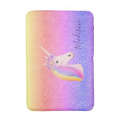 Rainbow Unicorn Faux Glitter Girls - Gepersonalise Badmat (Voorkant Verticaal)