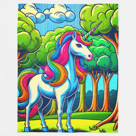 Rainbow Unicorn Fleece Deken (Voorkant)