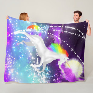 Rainbow Unicorn Fleece Deken