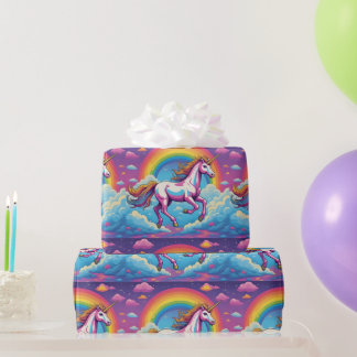 Rainbow Unicorn Flying With Bright Colors Cadeaupapier