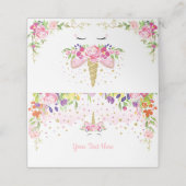 Rainbow Unicorn Food Tent Label Verjaardagsfeest Plaatskaartje (Buitenkant ongevouwen)