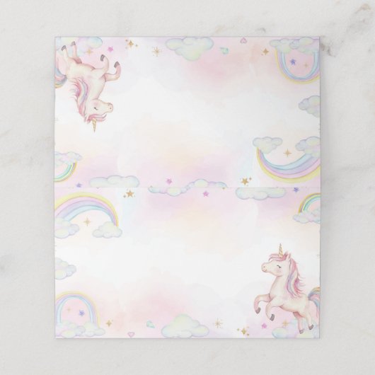 Rainbow Unicorn Food Tent Place Card Plaatskaartje (Buitenkant ongevouwen)