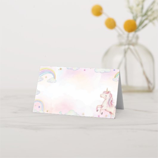Rainbow Unicorn Food Tent Place Card Plaatskaartje (Voorkant)