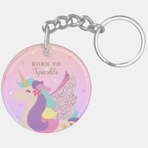 Rainbow Unicorn, geboren op Sparkle Cute Sleutelhanger
