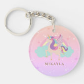 Rainbow Unicorn, geboren op Sparkle Cute Sleutelhanger (Voorkant)
